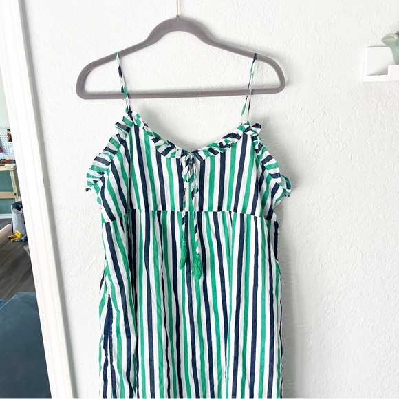 J. Crew Dress Women's XL Factory Striped Ruffle Tiered Midi Beachy AY343 - Picture 2 of 9